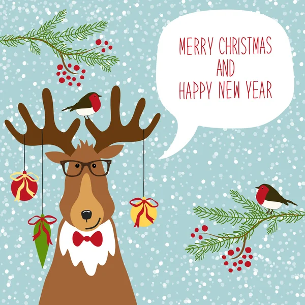 Bonito mão desenhada cartão de Natal — Vetor de Stock