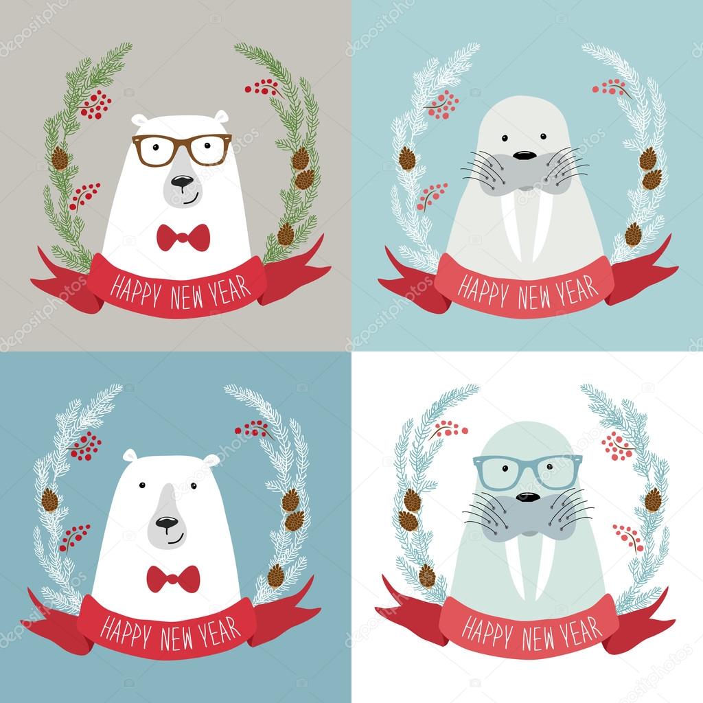 Christmas  polar bear and seal
