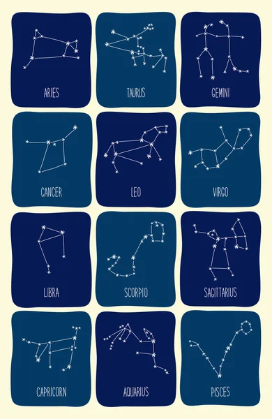 Signos esquemáticos del zodiaco — Vector de stock