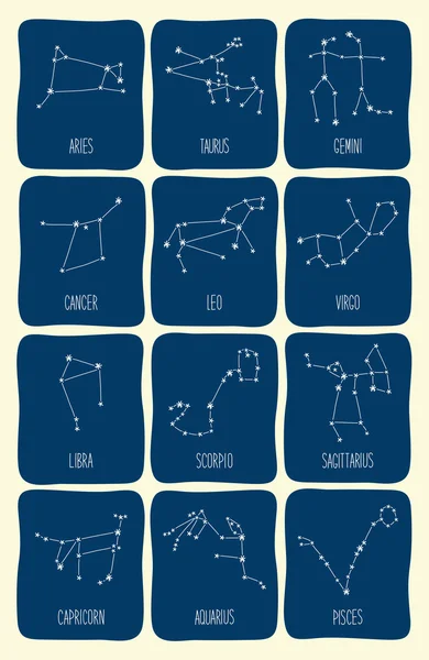 Signos esquemáticos del zodiaco — Vector de stock