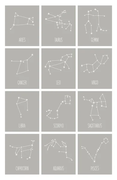 Signos esquemáticos del zodiaco — Vector de stock