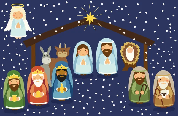 Personnages de la scène de la Nativité — Image vectorielle