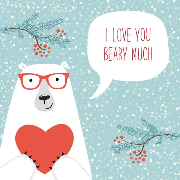 Valentinstag-Karte mit Bär — Stockvektor