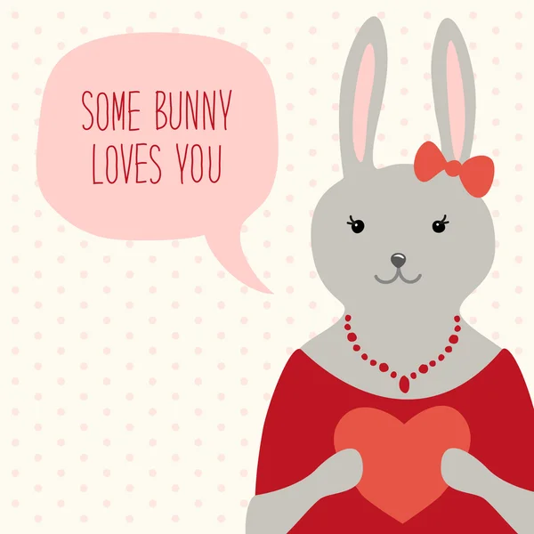 Cartão de Dia dos Namorados com coelho — Vetor de Stock