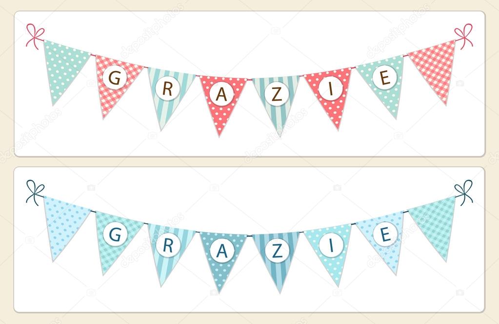 vintage festive bunting with Grazie text