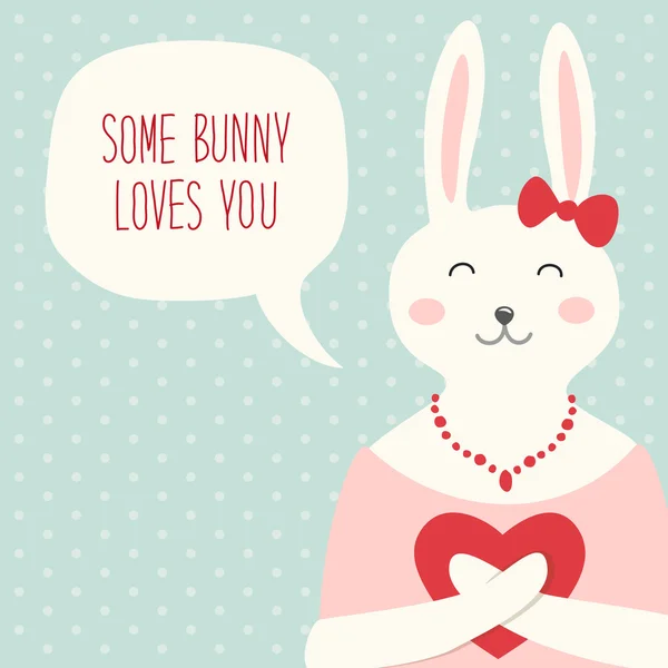 バレンタイン カード ウサギ — ストックベクタ