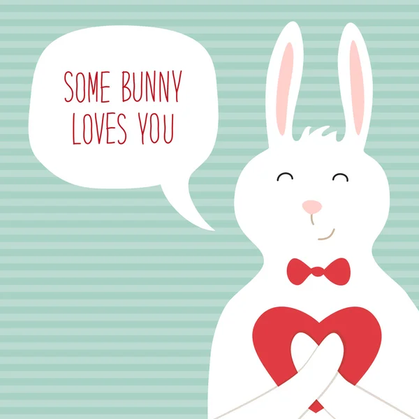 토끼와 발렌타인의 날 카드 — 스톡 벡터
