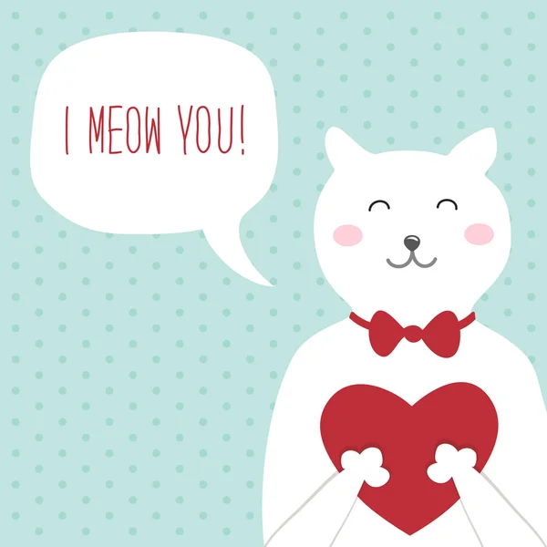 Cartão de Dia dos Namorados com gato engraçado — Vetor de Stock