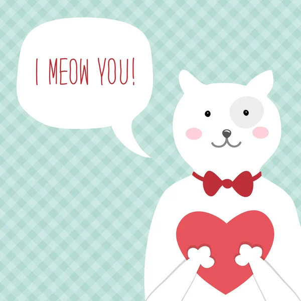 Valentine's Day card with funny cat — Stock Vector