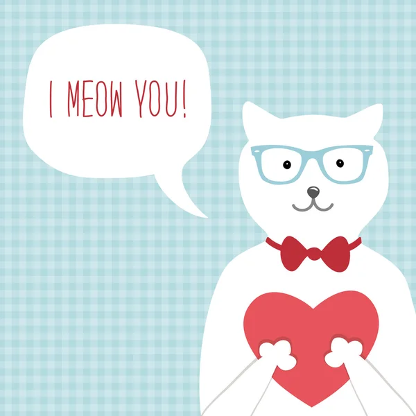 Cartão de Dia dos Namorados com gato engraçado — Vetor de Stock