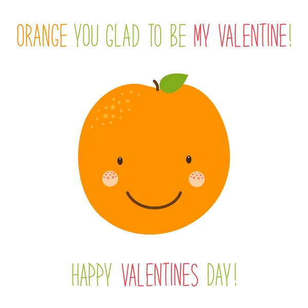 Valentines Day card with cartoon orange — Stock Vector