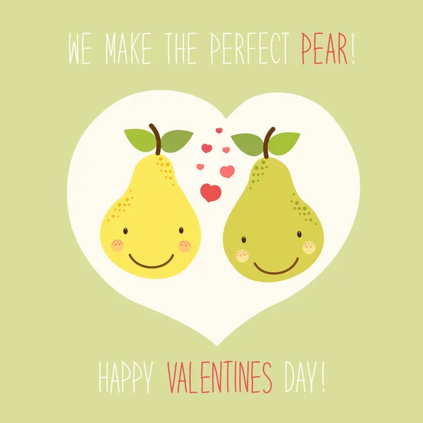 Valentines Day card with cartoon pears — Stock Vector