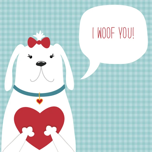 Valentijnsdag kaart met cartoon puppy — Stockvector