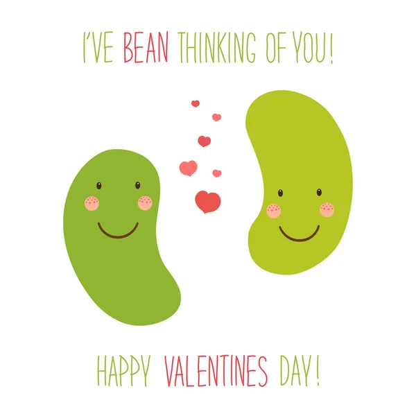 Valentines Day card with characters of beans — Stock Vector