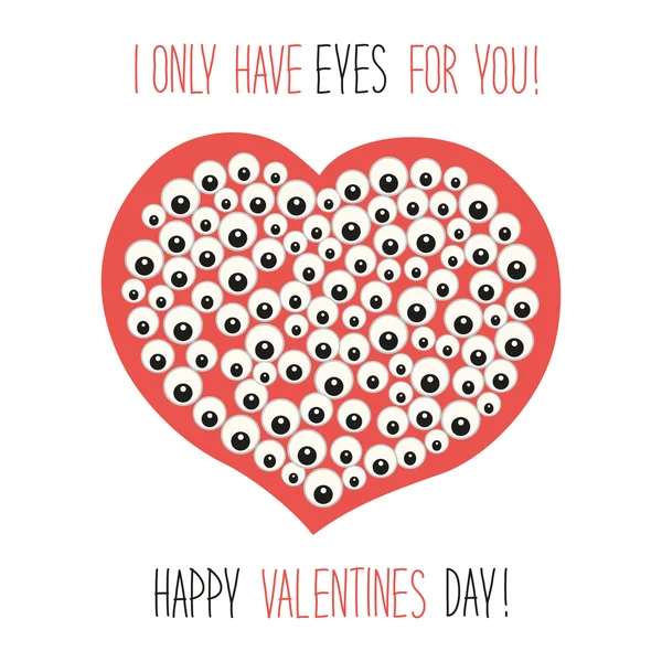 Valentin-napi üdvözlőkártya-a szív és szemek — Stock Vector