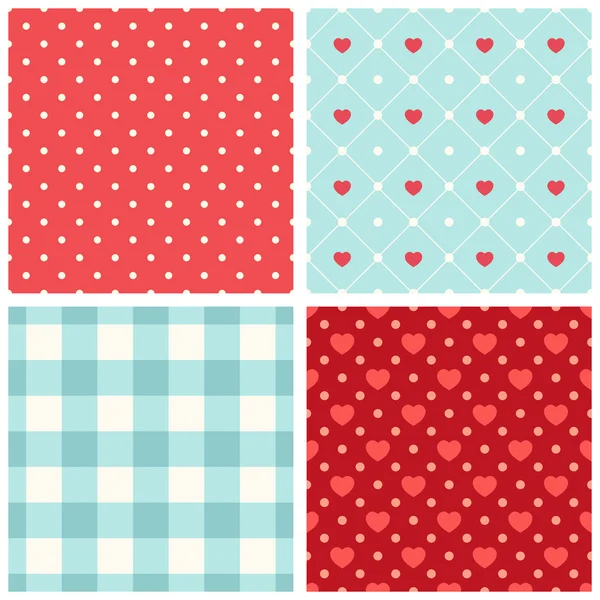 Set of seamless patterns with hearts — Stock Vector