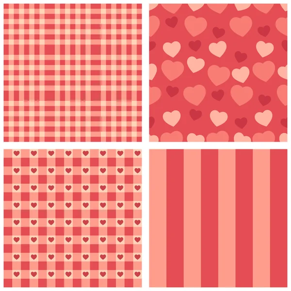 Conjunto de patrones con corazones — Vector de stock