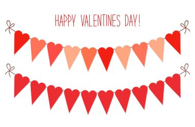 Valentines Day heart shaped bunting flags clipart