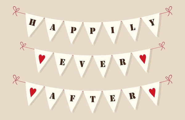 Happily Ever After bandeiras de bunting — Vetor de Stock