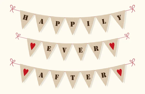 Happily Ever After bunting flags — Stock Vector