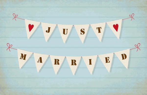 Vintage bunting vlaggen Just Married — Stockvector