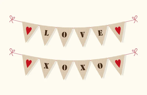 Cute vintage bunting flags — Stock Vector