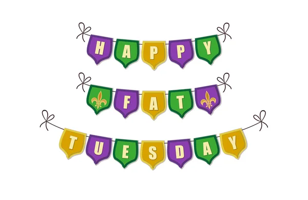 Happy Fat Tuesday bandeiras de bunting — Vetor de Stock