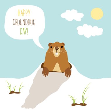 Cute Groundhog Day card clipart