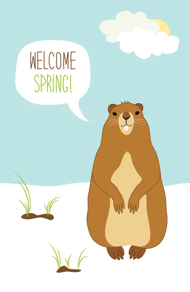 Söta Groundhog Day card — Stock vektor