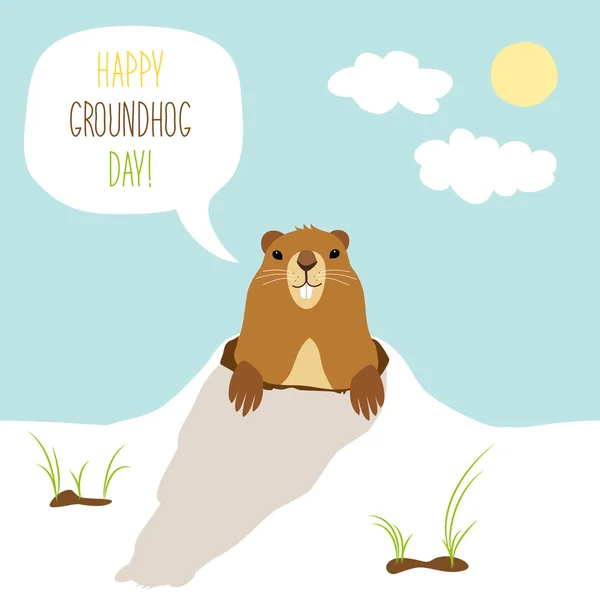 Schattig Groundhog Day card — Stockvector