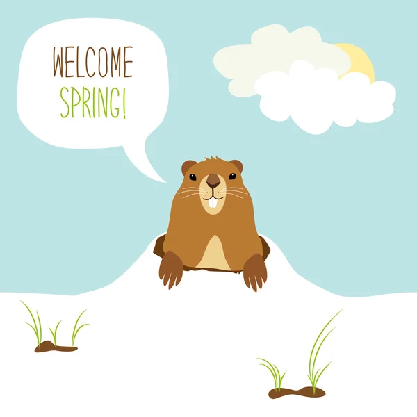 Söta Groundhog Day card — Stock vektor