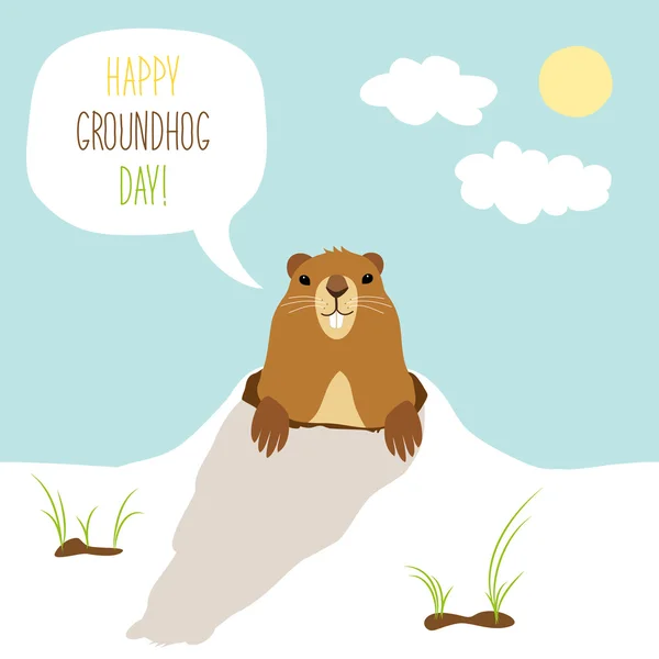 Söta Groundhog Day card Royaltyfria Stockvektorer