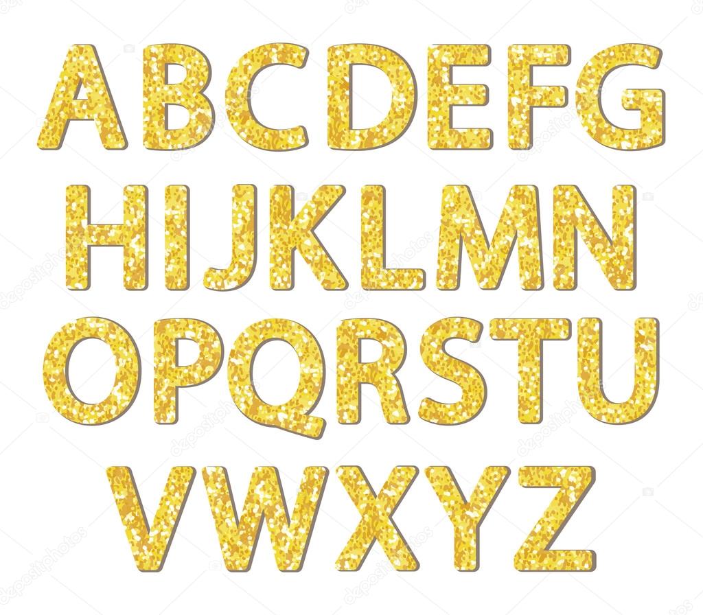 Golden glitter alphabet gold font letters Vector Image