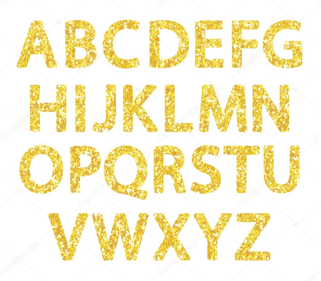 Golden glitter alphabet gold font letters Vector Image