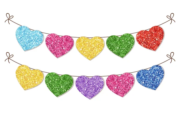 Festive vintage glitter hearts — Stock Vector