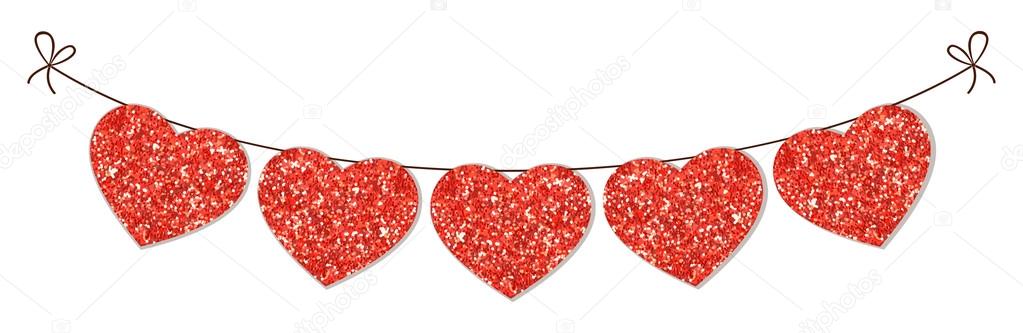 festive vintage glitter hearts