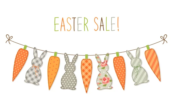 Easter bunting with bunnies and carrots — Stock vektor