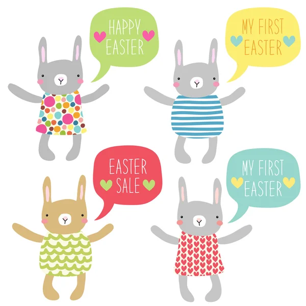 Easter bunnies with speech bubbles — Wektor stockowy
