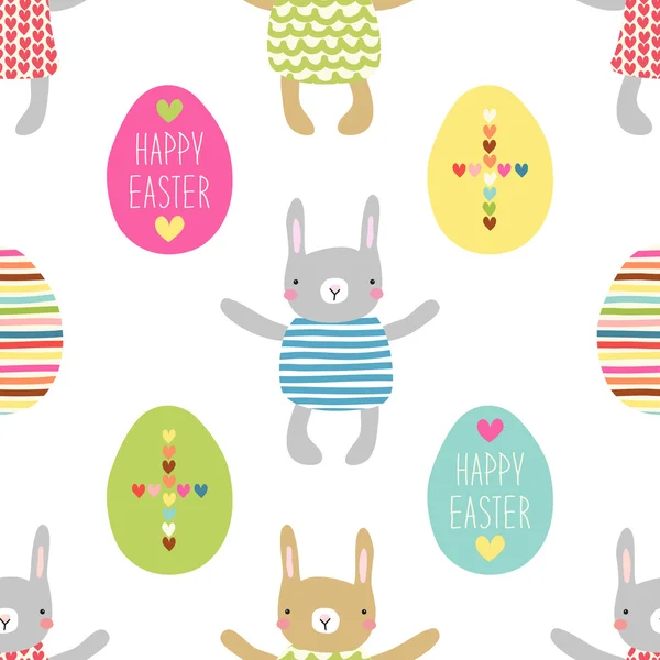 Easter pattern with bunnies and eggs — Stock vektor