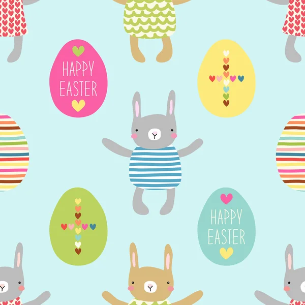 Easter pattern with bunnies and eggs — Stock vektor