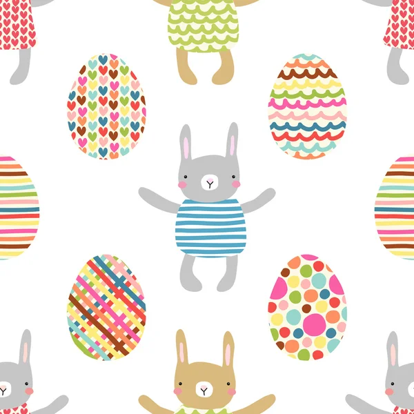 Easter pattern with bunnies and eggs — Wektor stockowy