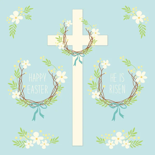 Lindas coronas rústicas de Pascua — Archivo Imágenes Vectoriales