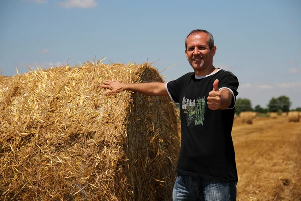 Agrónomo sonriente mostrando pulgares hacia arriba — Foto de Stock