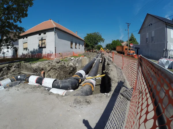 Reconstrucción del sistema de calefacción urbana — Foto de Stock