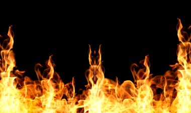 Siyah arkaplandaki alevler soyut.