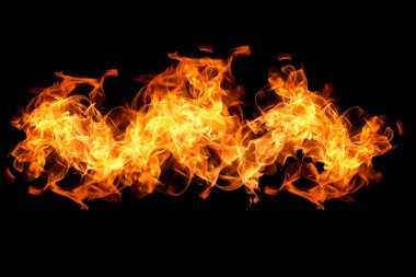 Siyah arkaplanda yangın alevleri / Soyut arkaplan ısısı