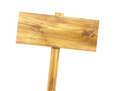 Beyaz arkaplanda eski tahta tabela izole.