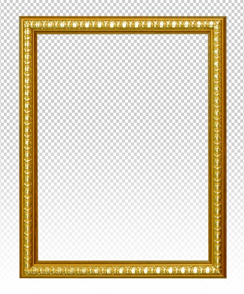 Golden Wooden Frame Isolated Transparent Background — Stock Photo, Image