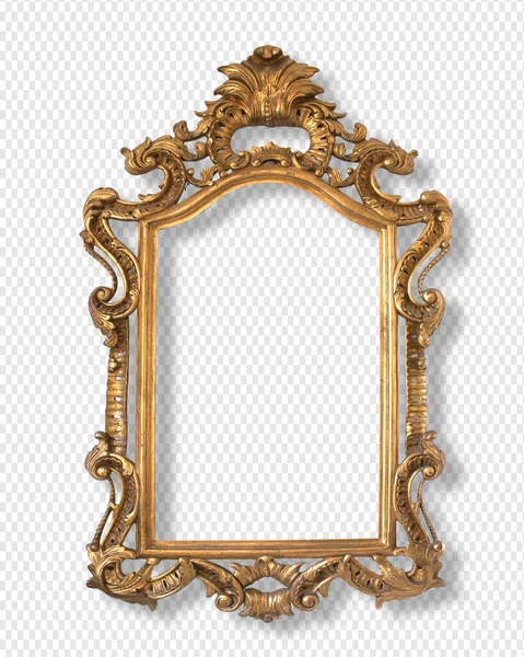 Golden Picture Frame Isolated Transparent Background — Stock Photo, Image