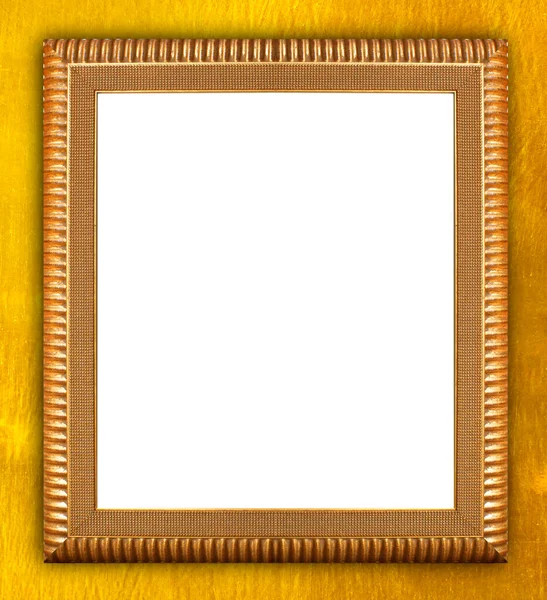 Zlatý Rám Obrazu Izolované Zlaté Kovové Desky Pozadí — Stock fotografie
